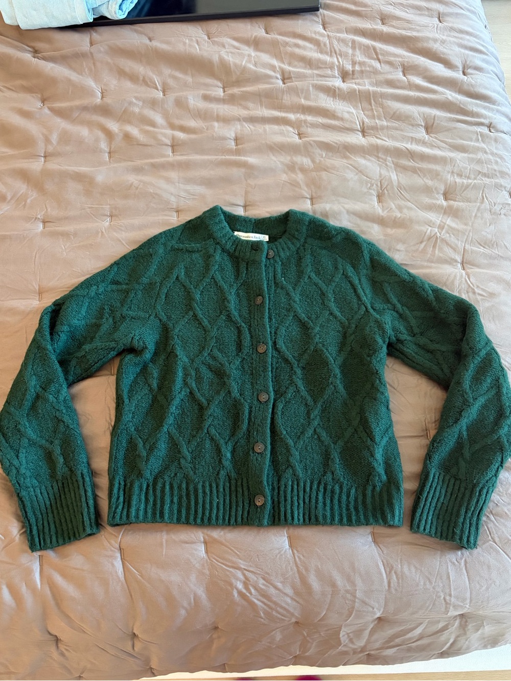 Abercrombie & Fitch Green Cable-Knit Cardigan